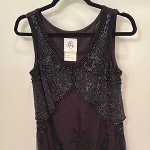 Brooks Brothers Black Beaded Midi Dress